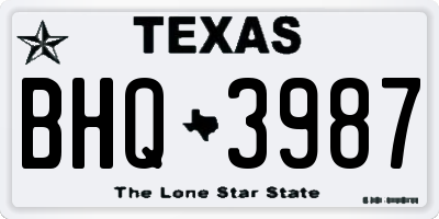 TX license plate BHQ3987