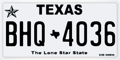 TX license plate BHQ4036