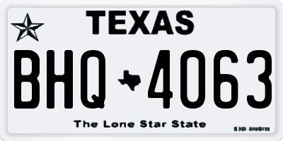 TX license plate BHQ4063