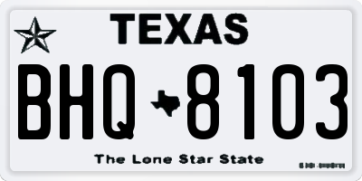 TX license plate BHQ8103