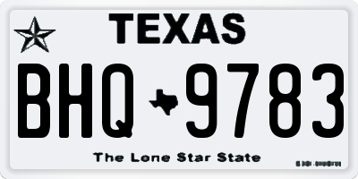 TX license plate BHQ9783