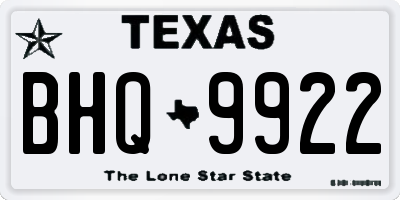 TX license plate BHQ9922
