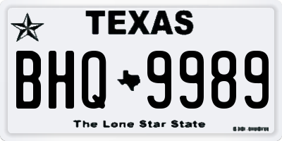 TX license plate BHQ9989