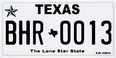 TX license plate BHR0013