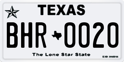 TX license plate BHR0020