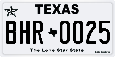 TX license plate BHR0025