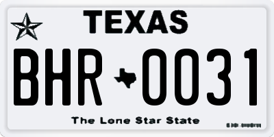 TX license plate BHR0031