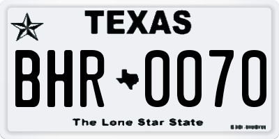 TX license plate BHR0070