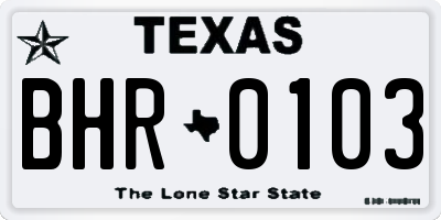 TX license plate BHR0103