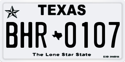 TX license plate BHR0107