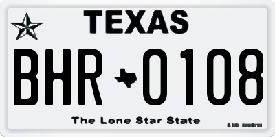 TX license plate BHR0108