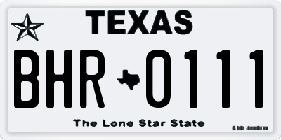 TX license plate BHR0111