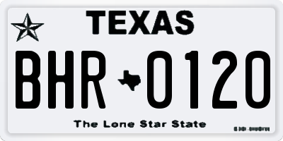 TX license plate BHR0120