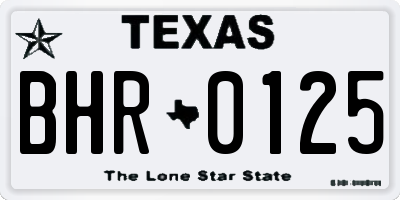 TX license plate BHR0125