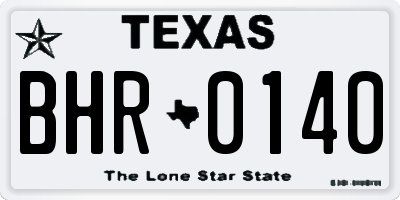 TX license plate BHR0140