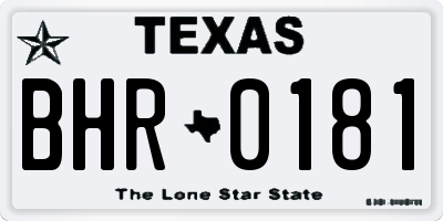 TX license plate BHR0181