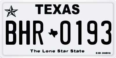 TX license plate BHR0193