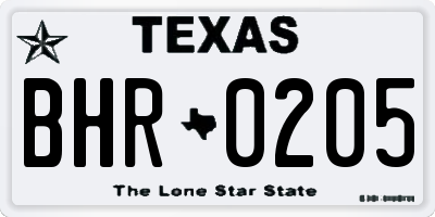 TX license plate BHR0205