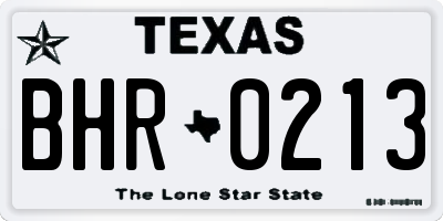 TX license plate BHR0213
