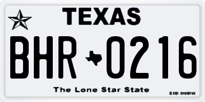 TX license plate BHR0216
