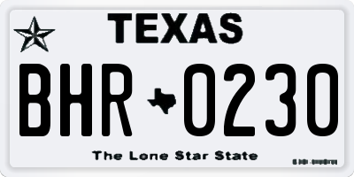 TX license plate BHR0230