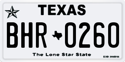TX license plate BHR0260