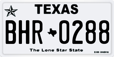 TX license plate BHR0288