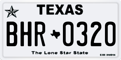 TX license plate BHR0320
