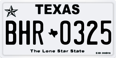 TX license plate BHR0325