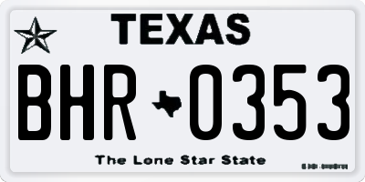 TX license plate BHR0353