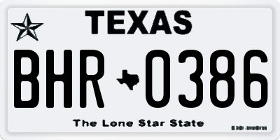 TX license plate BHR0386