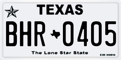 TX license plate BHR0405