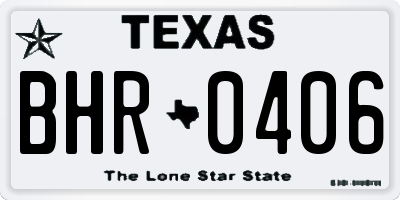 TX license plate BHR0406