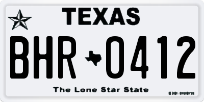 TX license plate BHR0412
