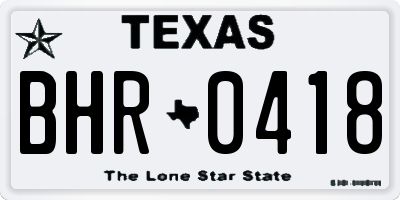TX license plate BHR0418