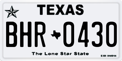 TX license plate BHR0430