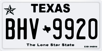 TX license plate BHV9920