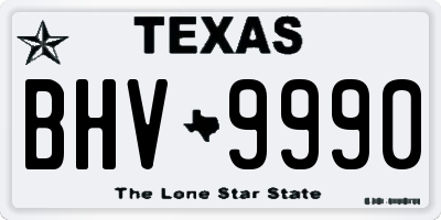 TX license plate BHV9990
