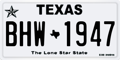 TX license plate BHW1947