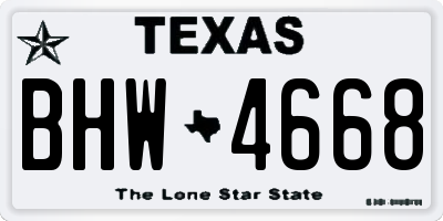 TX license plate BHW4668