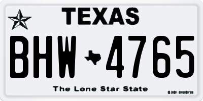 TX license plate BHW4765
