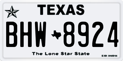 TX license plate BHW8924