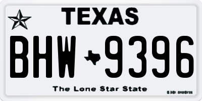 TX license plate BHW9396