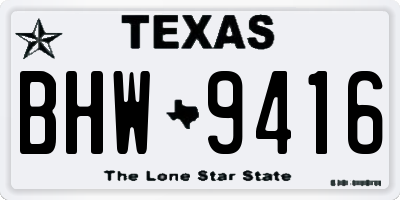 TX license plate BHW9416