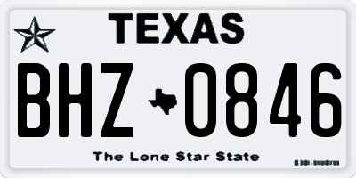 TX license plate BHZ0846