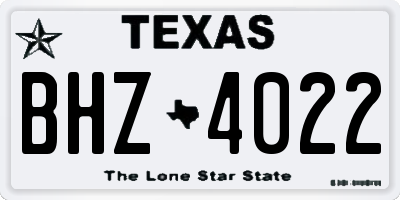 TX license plate BHZ4022