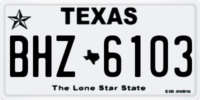 TX license plate BHZ6103
