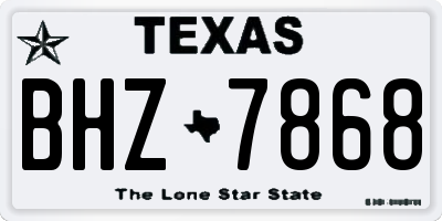 TX license plate BHZ7868