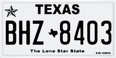 TX license plate BHZ8403