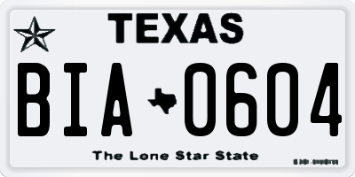 TX license plate BIA0604